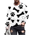 thumbnail image 1 of Men's Long Sleeve T-Shirts Casual Big&Tall Round Neck and Loose Fit Paw Printed Comfy Cozy Graphic Pullover Tops (XXL, White), 1 of 5