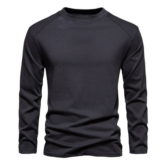 Men's Long Sleeve T-Shirts Fall Crewneck Solid Color Basic Blouses for Men Casual Pullover Basic Sweatshirt (Gray 4XL)