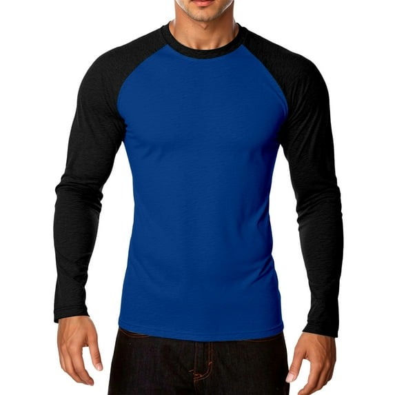 Men's Long Sleeve T Shirts Lightweight Stylish Color Block Crew Neck Tops Fall Stretch Comfy Soft Slim Fit Workout Tees Z001-Black XL