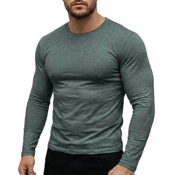 Men's Long Sleeve T-Shirts Lightweight Super Soft Athletic Crew Neck Tees for Running Lounging Casual Workout Gray