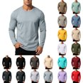 thumbnail image 1 of Men's Long Sleeve T-shirts Zaewscy Men's Round-neck Undershirt And Winter Casual Wear Outer Wear Or Inner Wear Regular Shoulder Color Cultural Undershirt Long-sleeved T-shirt To Light Blue L, 1 of 8