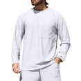 thumbnail image 1 of Men's Long Sleeve Tee Shirts Big and Tall Cotton Blend Crewneck T-Shirts Spring Fall Soft Casual T-shirt with Pocket, 1 of 8