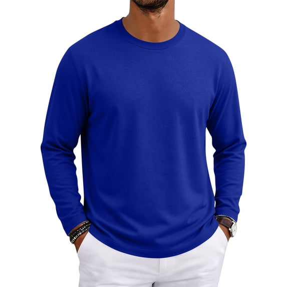 Men's Long Sleeve Tee Shirts Crew Neck Casual T-Shirts Soft Classic Style for Daily Casual,M