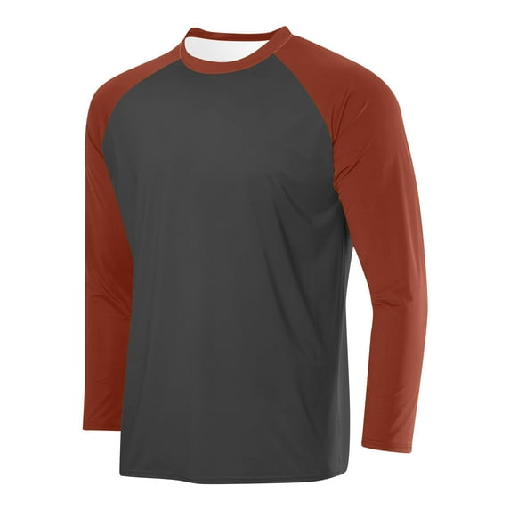 Men's Long Sleeve Tee Shirts Fashion Color Block Round Neck Pullover Tees Tops Casual Loose Comfy Basic T Shirt