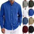 thumbnail image 1 of Men's Long Sleeve Tee Shirts Summer Collar Thin Style Solid Color Button Shirt with Pocket Casual Stylish Loose Lightweight Work Shirt, 1 of 7