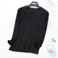 thumbnail image 1 of Men's Long Sleeve Thermal Pullover Winter Warm Crewneck Shirts Pajamas Tops Soft Loungewear Black XXXL, 1 of 7