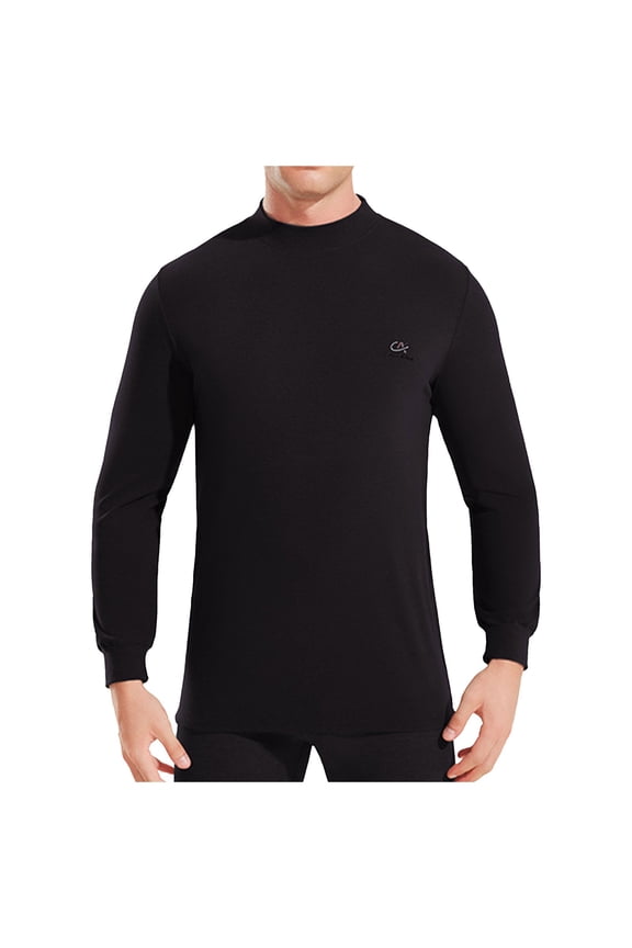 Men's Long Sleeve Thermal Shirt Winter Warm Base Layer Mid Collar Comfortable Casual Top for Cold Weather Men's Lightweight Crewneck Tee Tops