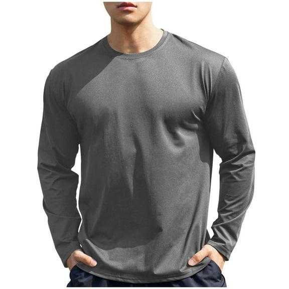 Men's Long Sleeve Thermal Tops Waffle Crew Neck Shirt Fashion Fall Casual Loose Solid Color Basic Tshirt for Men (Gray XL)