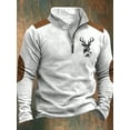 thumbnail image 1 of Men's Long Sleeve Tops 1/4 Zip Sweater Pullover Polo Sweaters Striped Sweatshirts White M, 1 of 6