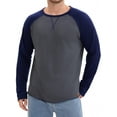 thumbnail image 1 of Men's Long Sleeve Tops Color Block Casual Raglan T-Shirt 2XL Gray Blue, 1 of 6