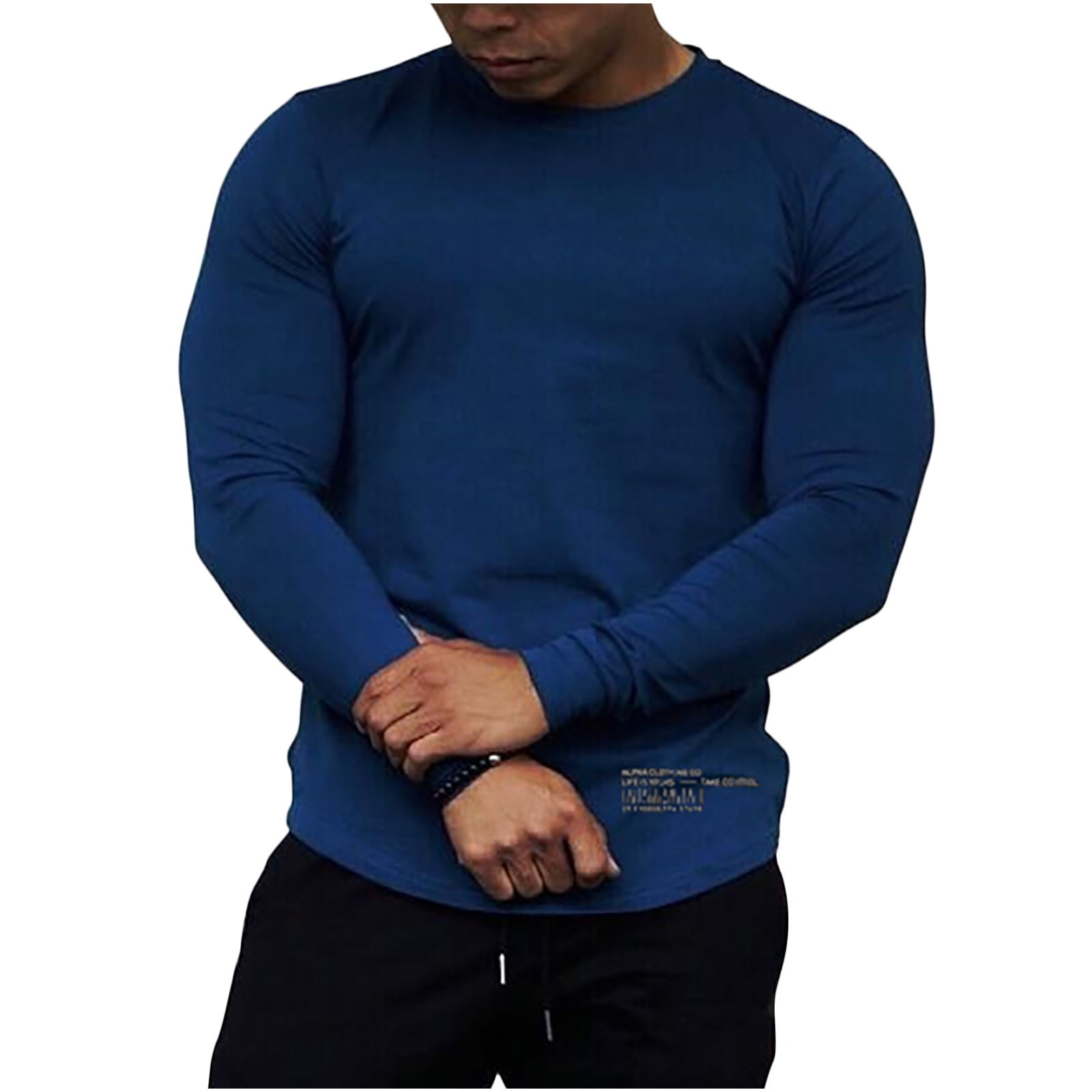 Men s Long Sleeve Tops Gym Crew Neck Golf Shirt Sale Clearance Loose Fit Plain Autumn Winter Jumpers Tees Tops Casual Sports Running Sweatshirt Solid Pullover Blouse Stretch T Shirt Walmart