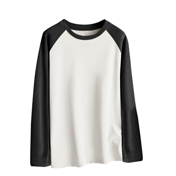 Men's Long Sleeve Tops Winter Fall Base Layer Raglan Shirt Round Neck Casual Thermal Tee Tshirts for Men (XL, White)