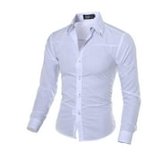 Men's Long Sleeve Turndown Collar Shirt Button Formal Obscure Rhombic Business Shirt