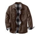 thumbnail image 1 of Men's Long Sleeve Utility Shirt Jacket Plaid Lined Button Down Shirt Collared Versatile Casual Shirt Work Outerwear, 1 of 7