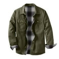 thumbnail image 1 of Men's Long Sleeve Utility Shirt Jacket Plaid Lined Button Down Shirt Collared Versatile Casual Shirt Work Outerwear, 1 of 7