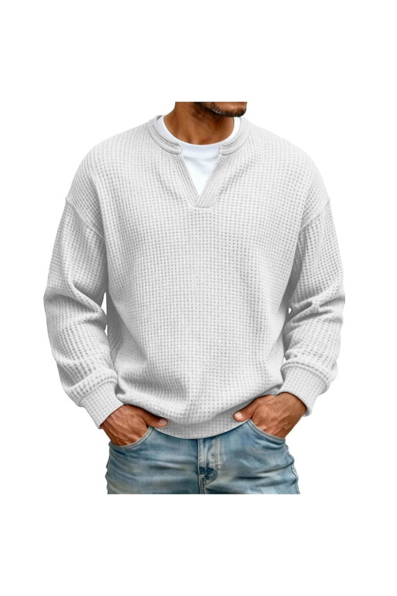 Men's Long Sleeve V-Neck Layered Look Casual Tee Shirt