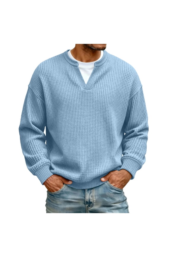 Men's Long Sleeve V-Neck Layered Look Casual Tee Shirt