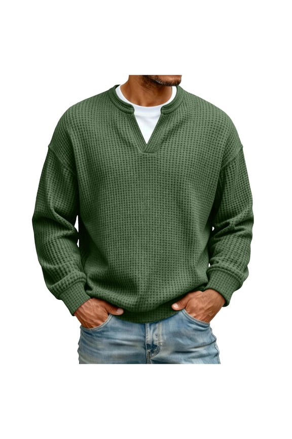 Men's Long Sleeve V-Neck Layered Look Casual Tee Shirt