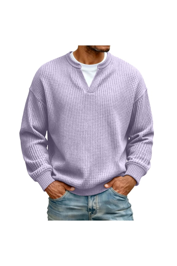 Men's Long Sleeve V-Neck Layered Look Casual Tee Shirt