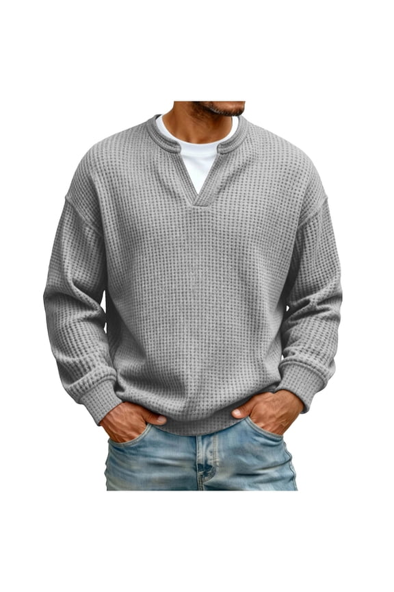 Men's Long Sleeve V-Neck Layered Look Casual Tee Shirt