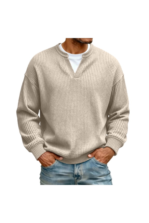 Men's Long Sleeve V-Neck Layered Look Casual Tee Shirt