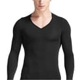 thumbnail image 1 of Men's Long Sleeve V Neck T Shirts Undershirt Base Layer Top Black Size XL, 1 of 2
