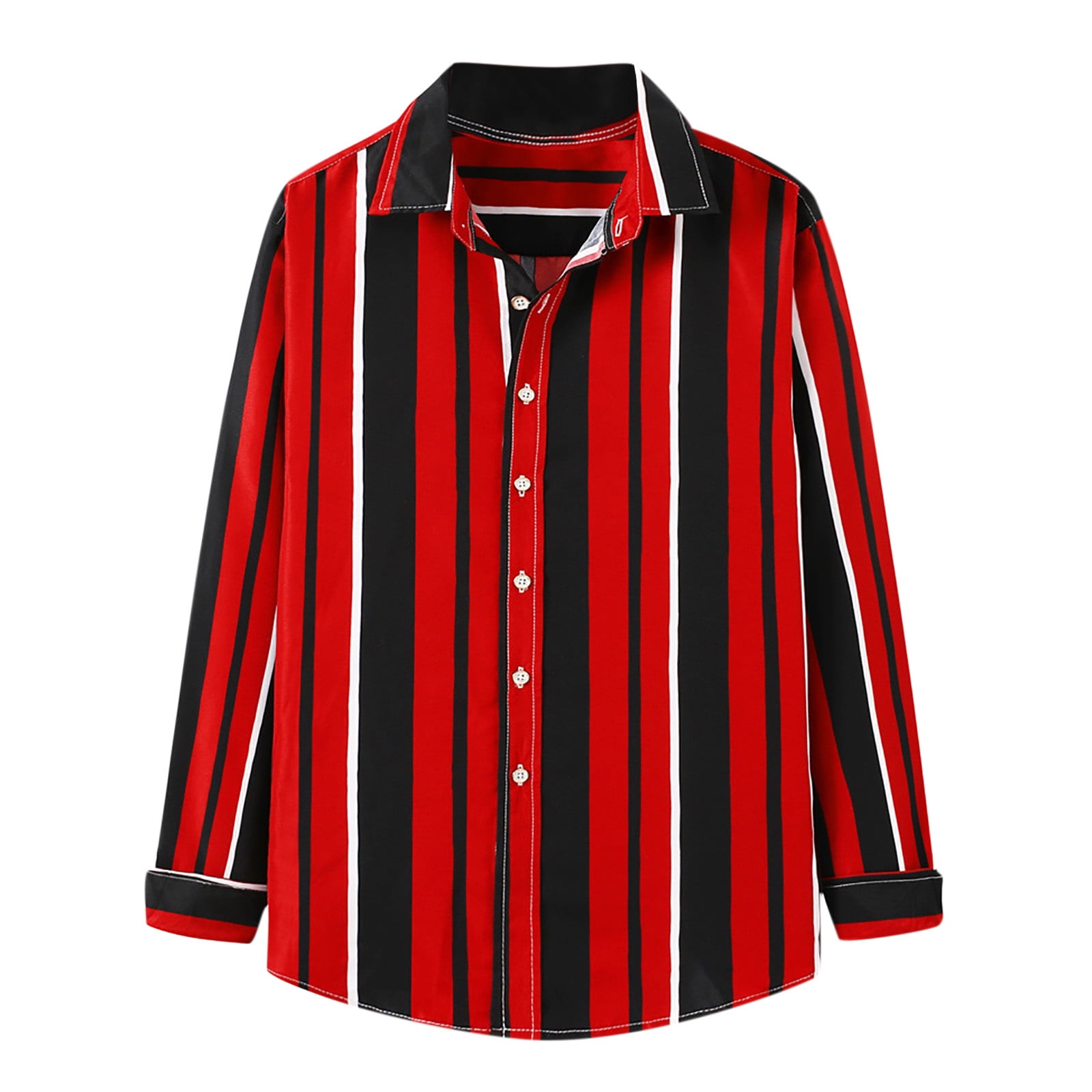 Red and black sales striped dress shirt