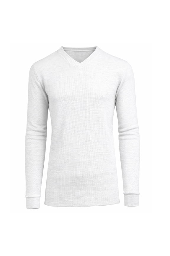 Men’s Long Sleeve Waffle Knit Thermal Shirt – V-Neck, Modern Fit, Warm Layering Top
