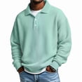 thumbnail image 1 of Men's Long Sleeve Waffle Polo Shirt Collared Button Down Casual Pullover Sweatshirt Knit Shirt, 1 of 3