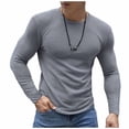 thumbnail image 1 of Men's Long Sleeve Waffle T-Shirts Slim Fitted Crew Neck Casual Pullover Basic Muscle Tee Shirts Workout Tops (XL, Gray), 1 of 1