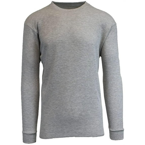Men's Long Sleeve Waffle Thermal Underwear Crew Neck Shirt Top Baselayer Grey, Medium