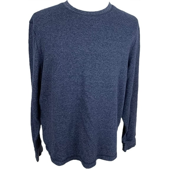 Men's Long Sleeve Waffle Thermal Underwear Crew Neck Shirt Top Baselayer Light Navy, Large