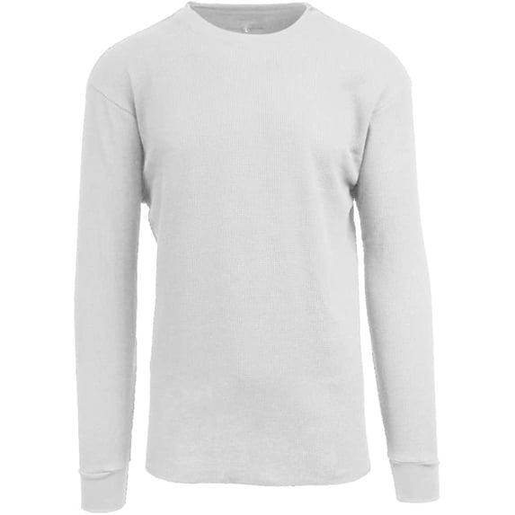 Men's Long Sleeve Waffle Thermal Underwear Crew Neck Shirt Top Baselayer White, Small