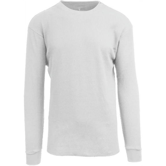 Men's Long Sleeve Waffle Thermal Underwear Crew Neck Shirt Top Baselayer White, Small