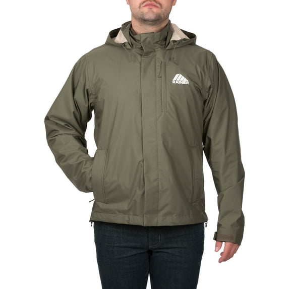 Men's Long Sleeve Waterproof Breathable Premium Rain Jacket in Cypress from Rainier