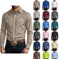 thumbnail image 1 of Men's Long Sleeve Western Shirt Solid Color Snap Button Down Casual Work Shirt with Double Chest Pockets, 1 of 8
