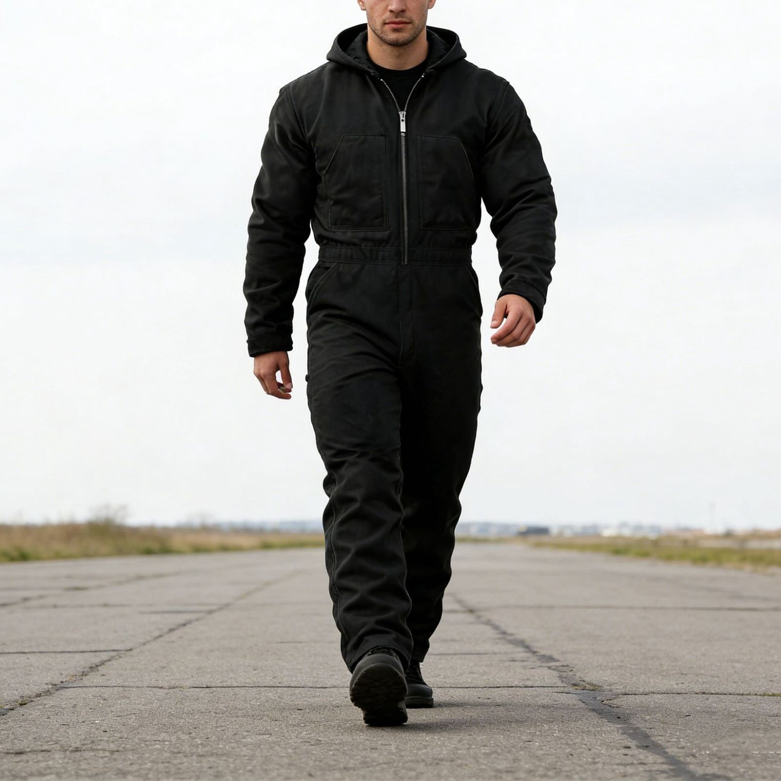 Men's Long Sleeve Work Coveralls, Lightweight Zip Front Mechanic