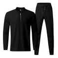 thumbnail image 1 of Men’s Long Sleeve Zip Collar Top and Elastic Waist Drawstring Pants Tracksuit Set Casual Athletic Outfit, 1 of 3