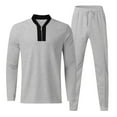 thumbnail image 1 of Men’s Long Sleeve Zip Collar Top and Elastic Waist Drawstring Pants Tracksuit Set Casual Athletic Outfit, 1 of 3