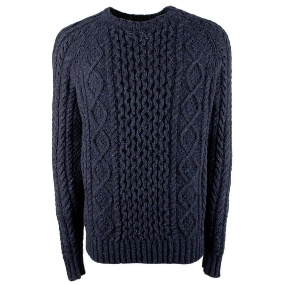 Men's Long Sleeved Crew Neck Wool Blend Sweater-NM-L