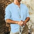 thumbnail image 1 of Men's Long Sleeved Shirt Cotton Linen Turn-Down Collar Button Loose Shirt Top Blouse Autumn Long Sleeve Top for Man Fashion, 1 of 6