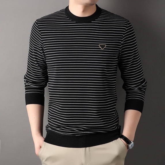 Men's Long-Sleeved Striped Sweater Fashionable Casual And Versatile Bottoming Sweater