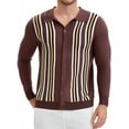 thumbnail image 1 of Men's Long Sleeves Button Down Printing Knitted Polo Shirts S Brown, 1 of 6