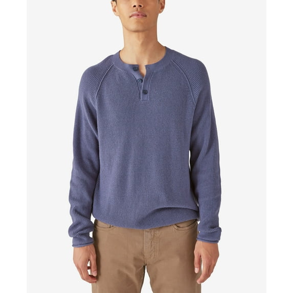Men's Long Sleeves Cloud Soft Henley Sweater Night Shadow Blue L