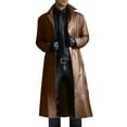 thumbnail image 1 of Men's Long Trench Coat Fashion Casual Turndown Collar Long Sleeve Windbreaker Solid Color Button Warm Coat Brown XL, 1 of 4
