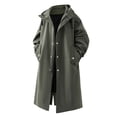 thumbnail image 1 of Men’s Long Trench Coat With Hood Winter Casual Fashion Outdoor Windbreaker Jackets for Men Army Green XL, 1 of 5