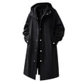 thumbnail image 1 of Men’s Long Trench Coat With Hood Winter Casual Fashion Outdoor Windbreaker Jackets for Men Black XL, 1 of 4