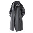 thumbnail image 1 of Men’s Long Trench Coat With Hood Winter Casual Fashion Outdoor Windbreaker Jackets for Men Dark Gray XXL, 1 of 5