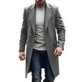 thumbnail image 1 of Men's Long Trench Coats Double Breasted Woolen Windbreaker Coat Lapel Long Sleeve Solid Color Casual Outerwear Gray S, 1 of 5