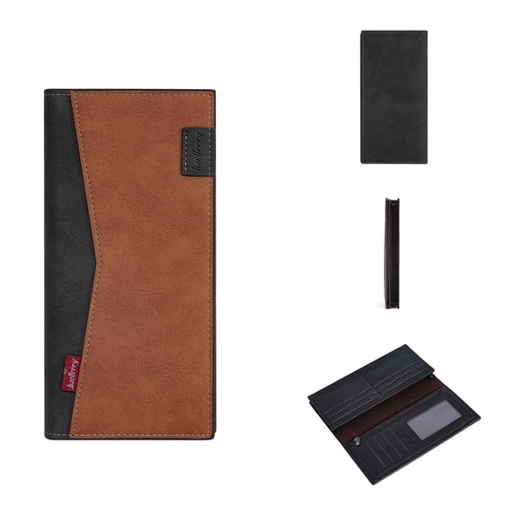 Men's Long Wallet with RFID Blocking, PU Leather Bifold Wallet with Zipper Coin Pocket & Multiple Card Slots